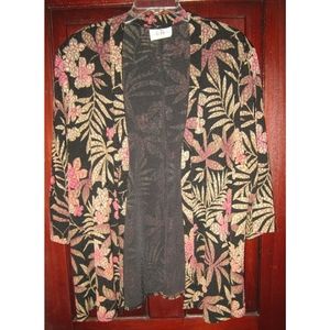 LA Los Angeles Woman Plus 2X Open Slinky Stretch Textured Floral Jacket Cardigan